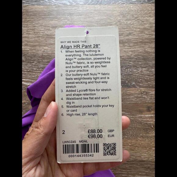 Lululemon Align High Rise 28” Moonlit Magenta Size 2 NWT - Picture 5 of 5